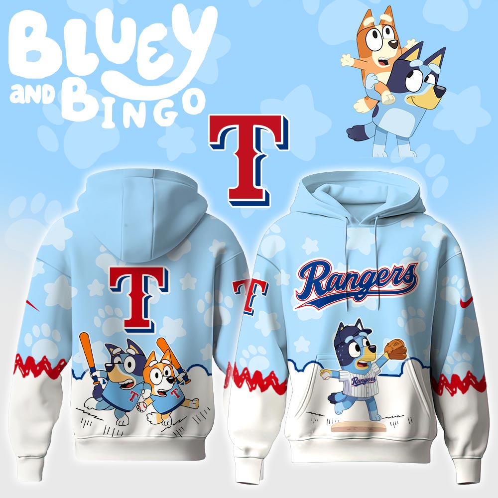 Texas Rangers Hoodie x Bluey and Bingo Night Limited Edition Hoodie 2025