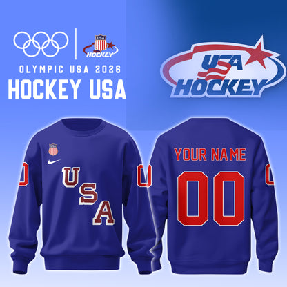 USA 2026 Olympic Hockey Sweatshirt Limited Edition Blue 1