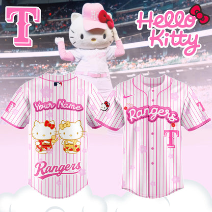 Texas Rangers Baseball Jersey x Hello Kitty Night Happy GirlsDay! 🌸💕Hinamatsuri Jersey Custom Name