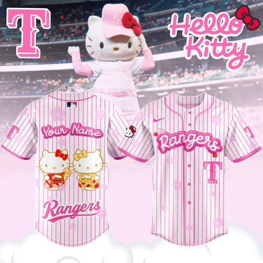 Texas Rangers Baseball Jersey x Hello Kitty Night Happy GirlsDay! 🌸💕Hinamatsuri Jersey Custom Name