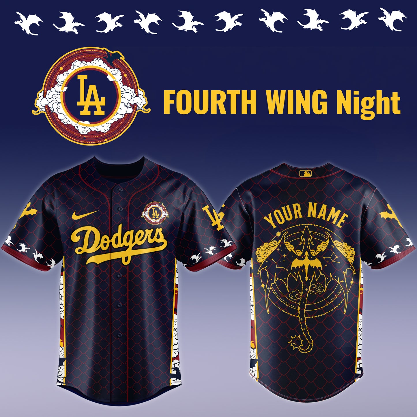 MLB ALL TEAMS x Fourth Wing Night Jersey (Custom Name) | NX64