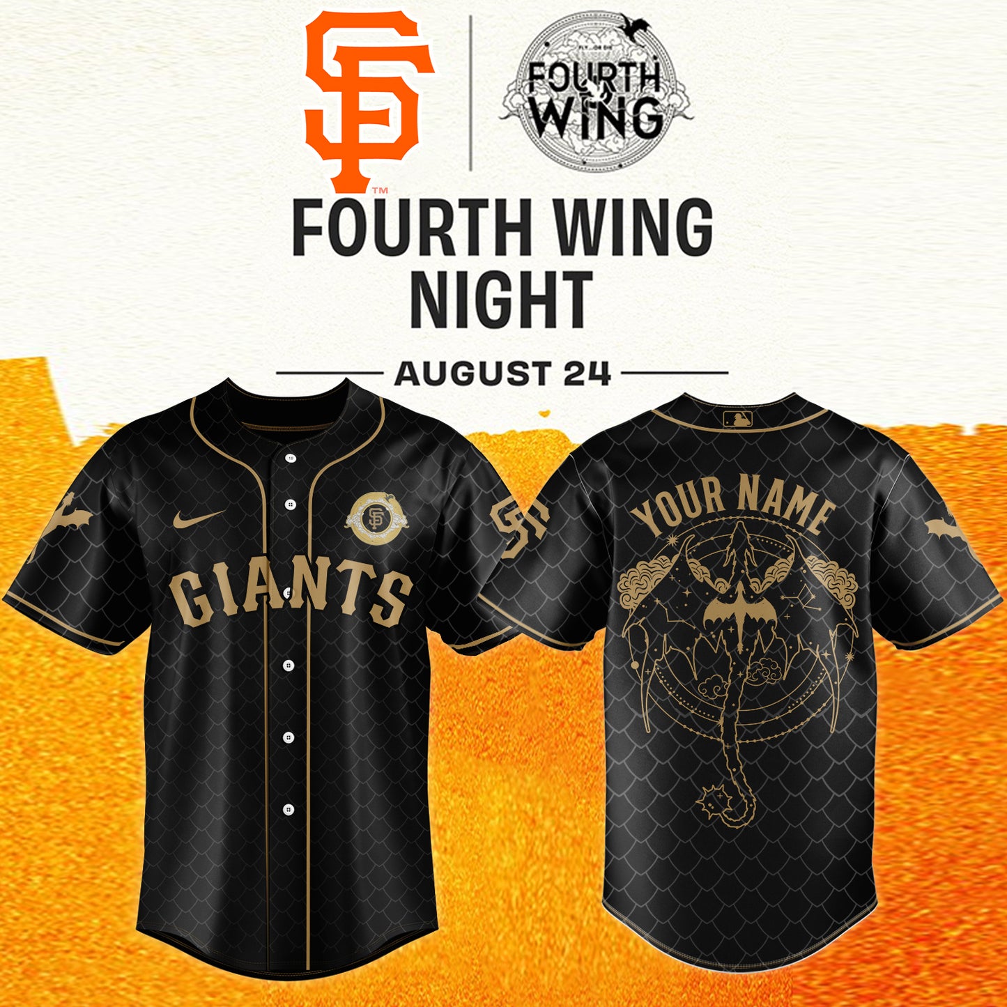 MLB ALL TEAMS x Fourth Wing Night Jersey (Custom Name) | QO61