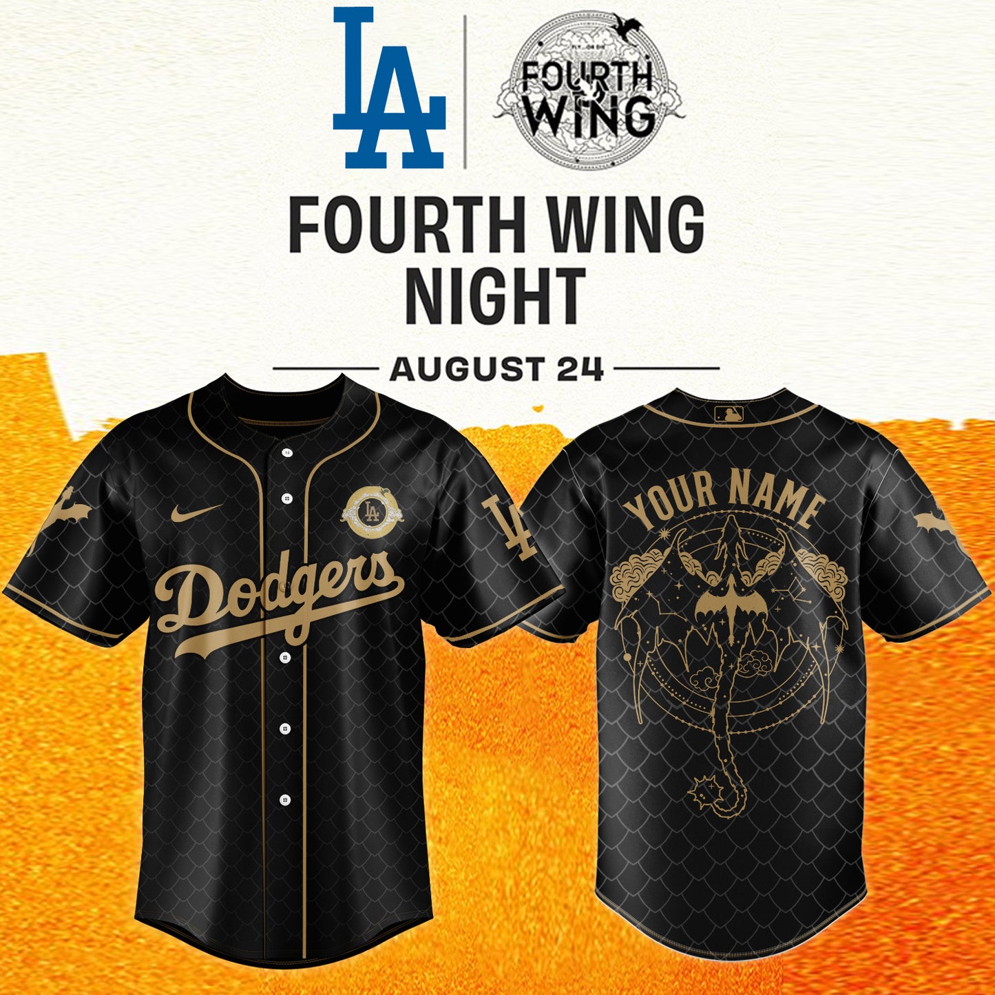 MLB ALL TEAMS x Fourth Wing Night Jersey (Custom Name) | QO61