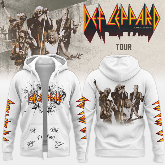 Def Leppard Live 2026 Limited Edition Signature Zip Hoodie - Concert Merchandise