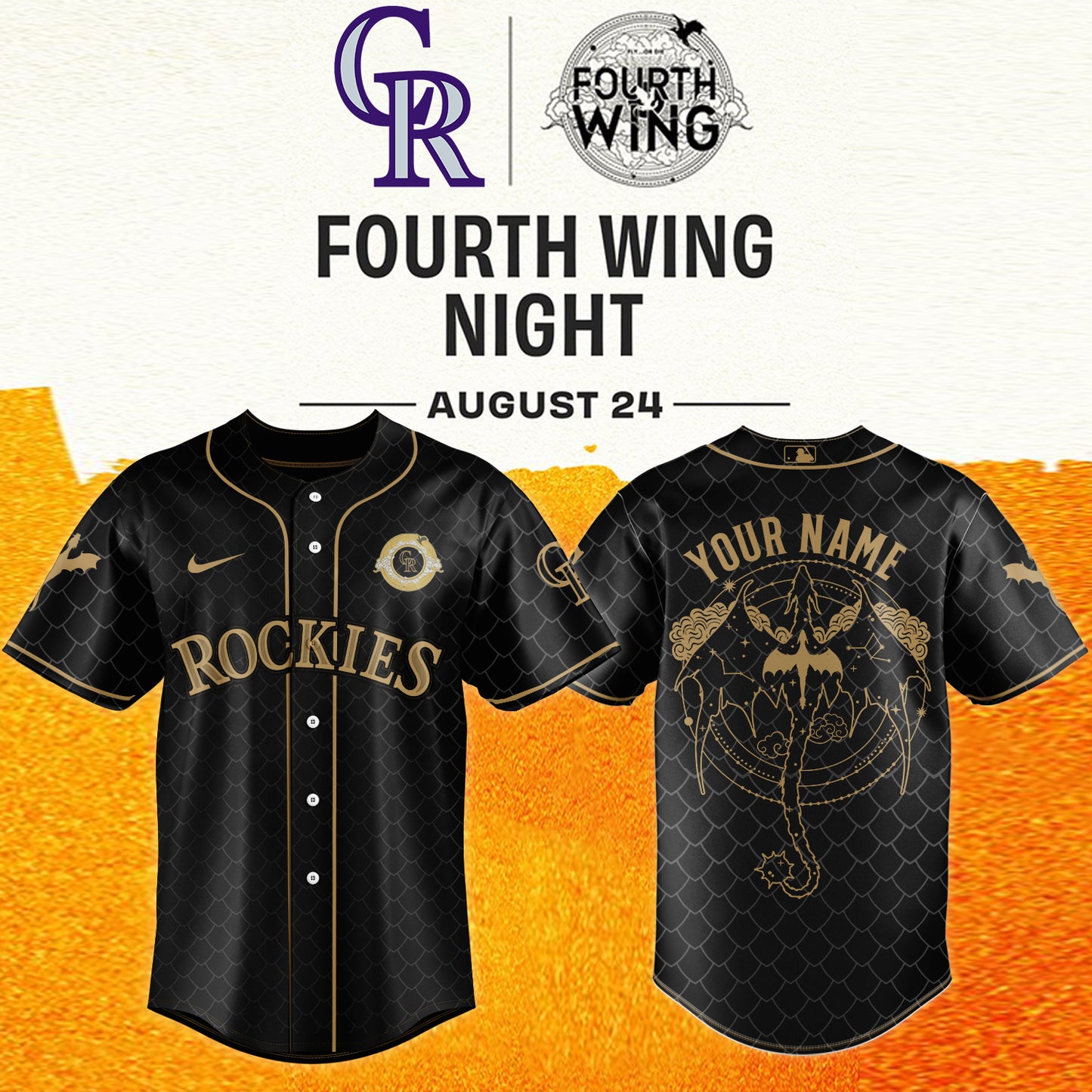 MLB ALL TEAMS x Fourth Wing Night Jersey (Custom Name) | QO61