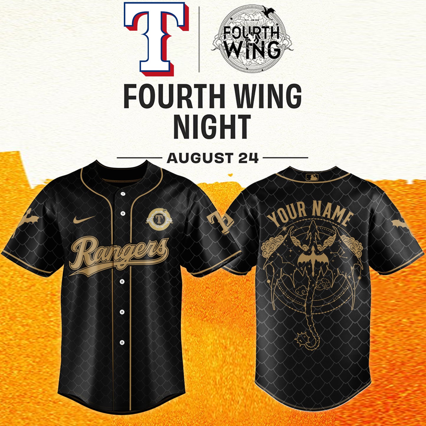 MLB ALL TEAMS x Fourth Wing Night Jersey (Custom Name) | QO61