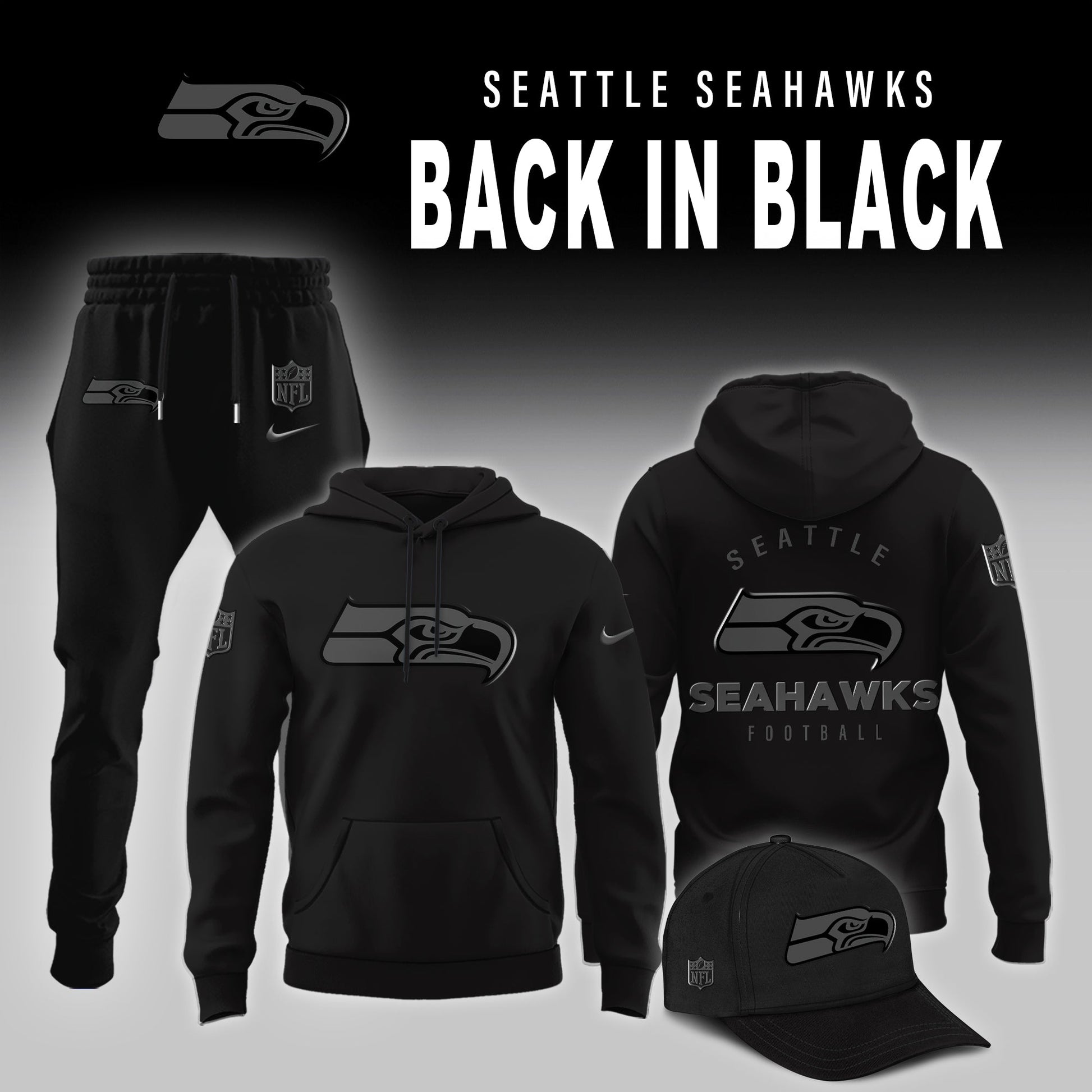 Seattle Seahawks 2025 Back In Black Limited Edition Combo Hoodie