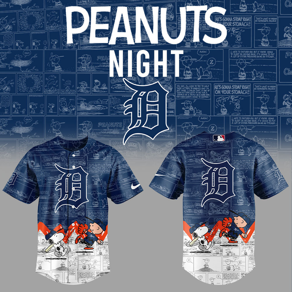Detroit Tigers 75th Anniversary of Peanuts Baseball Jersey
