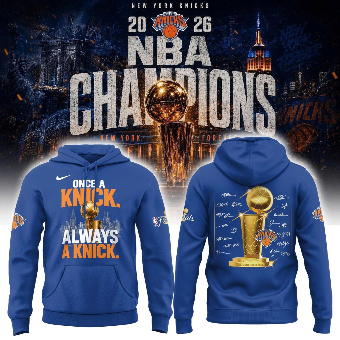 New York Knicks Basketball NBA Rings Champions Hoodie | ZB22