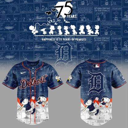 Detroit Tigers 75th Anniversary of Peanuts Baseball Jersey