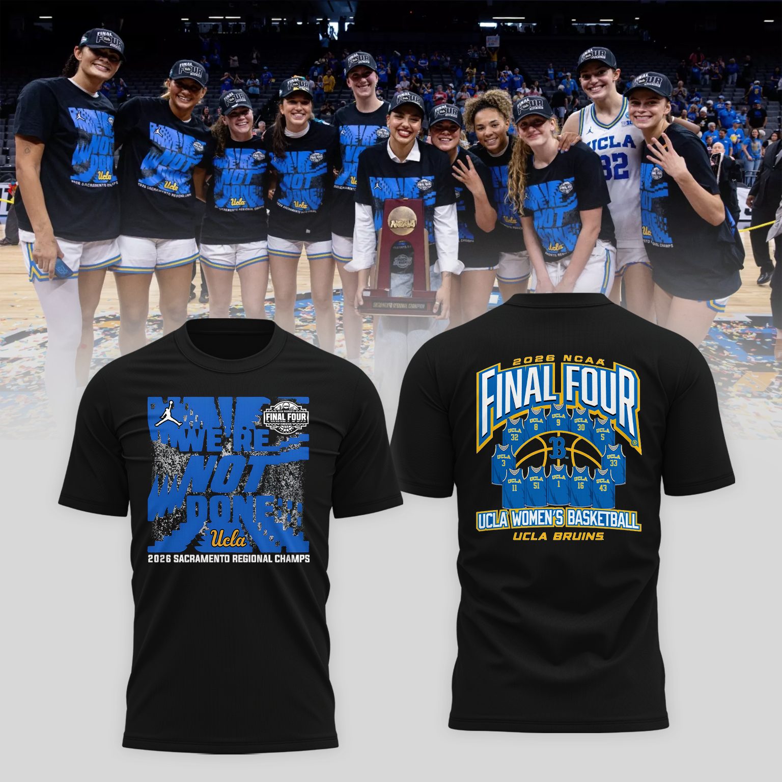 UCLA 2026 Women Basketball Five Four Champion T-Shirt Black Ver 01
