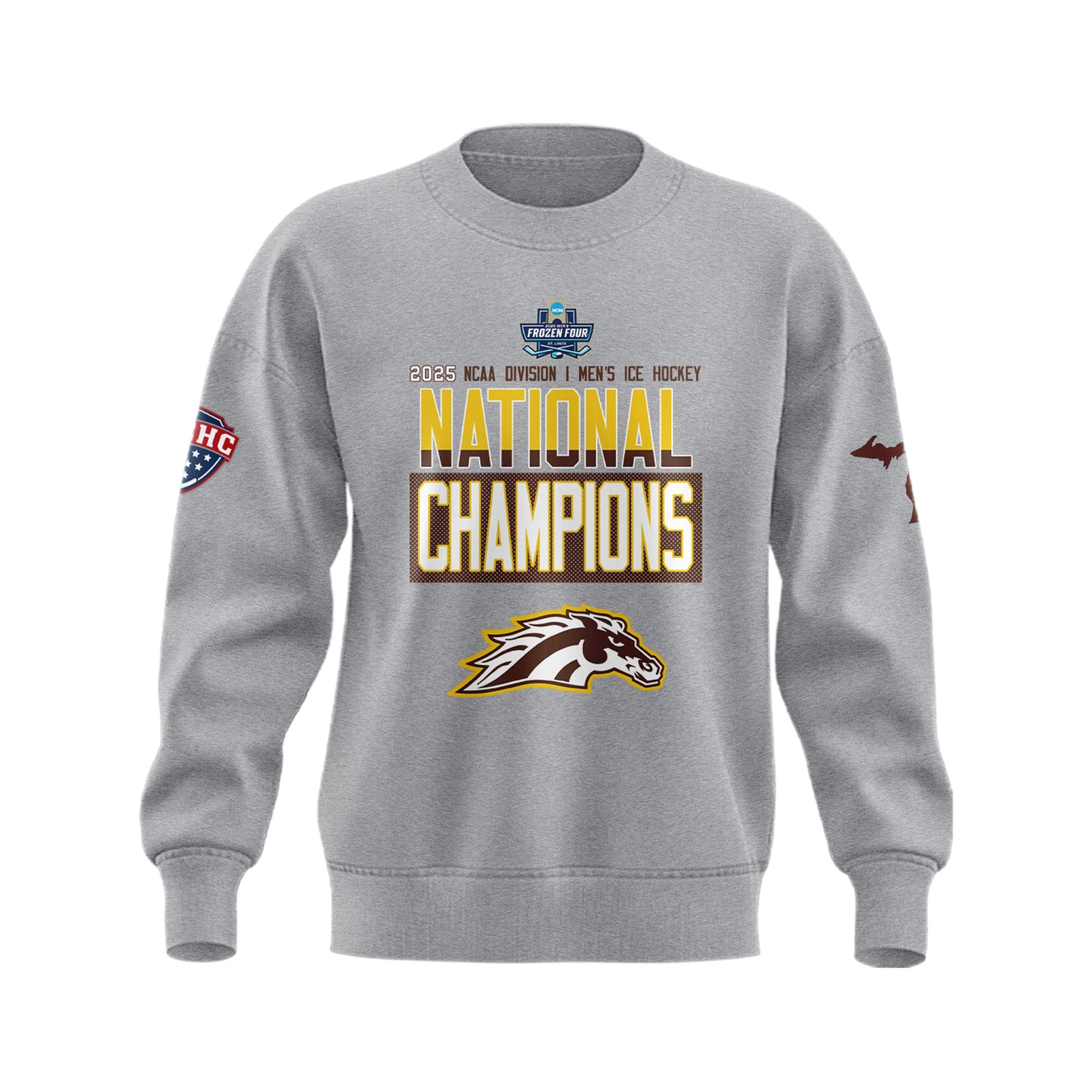 Western Michigan University Broncos Special New National Mens Hockey Champions Grey Sweatshirt
