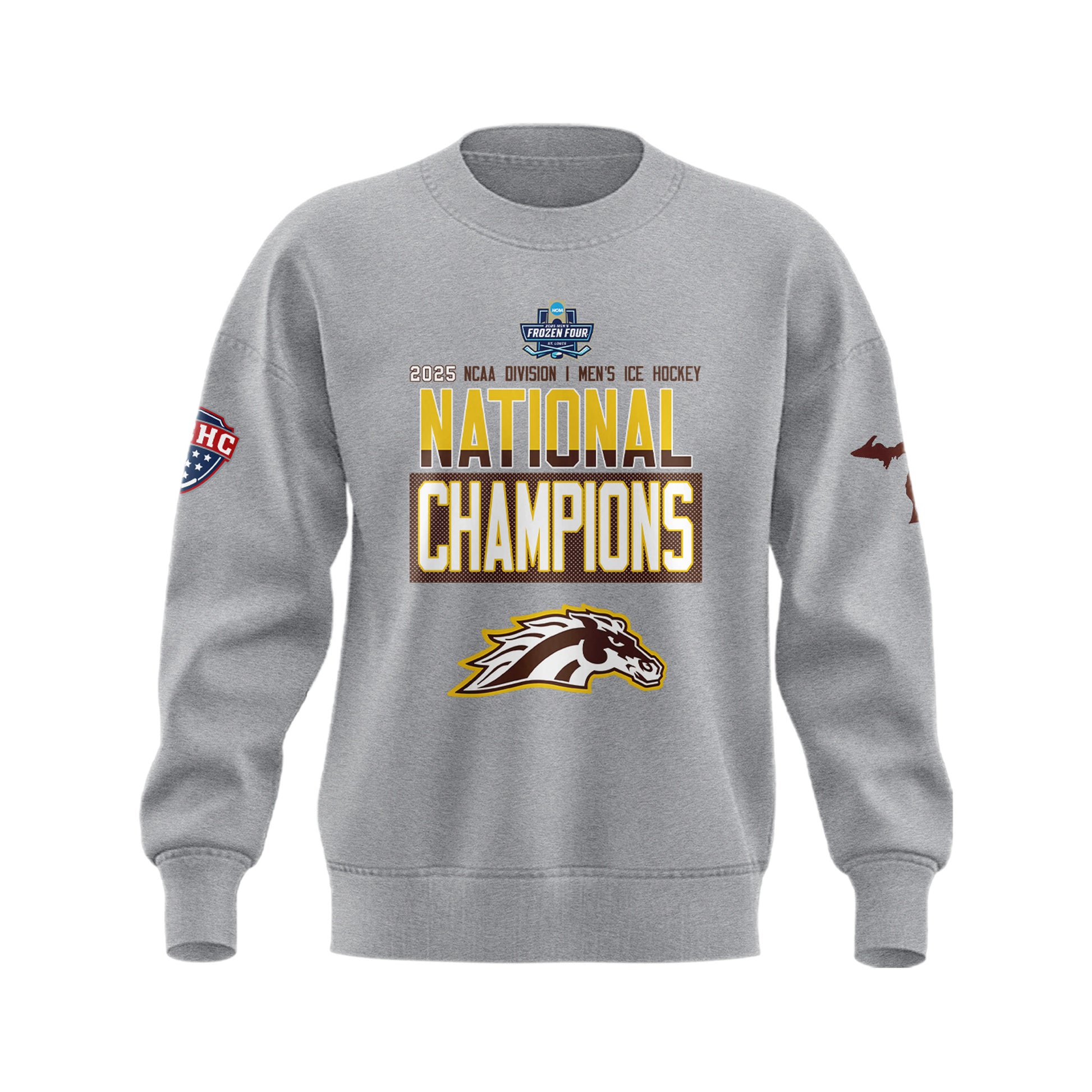 Western Michigan University Broncos Special New National Mens Hockey Champions Grey Sweatshirt