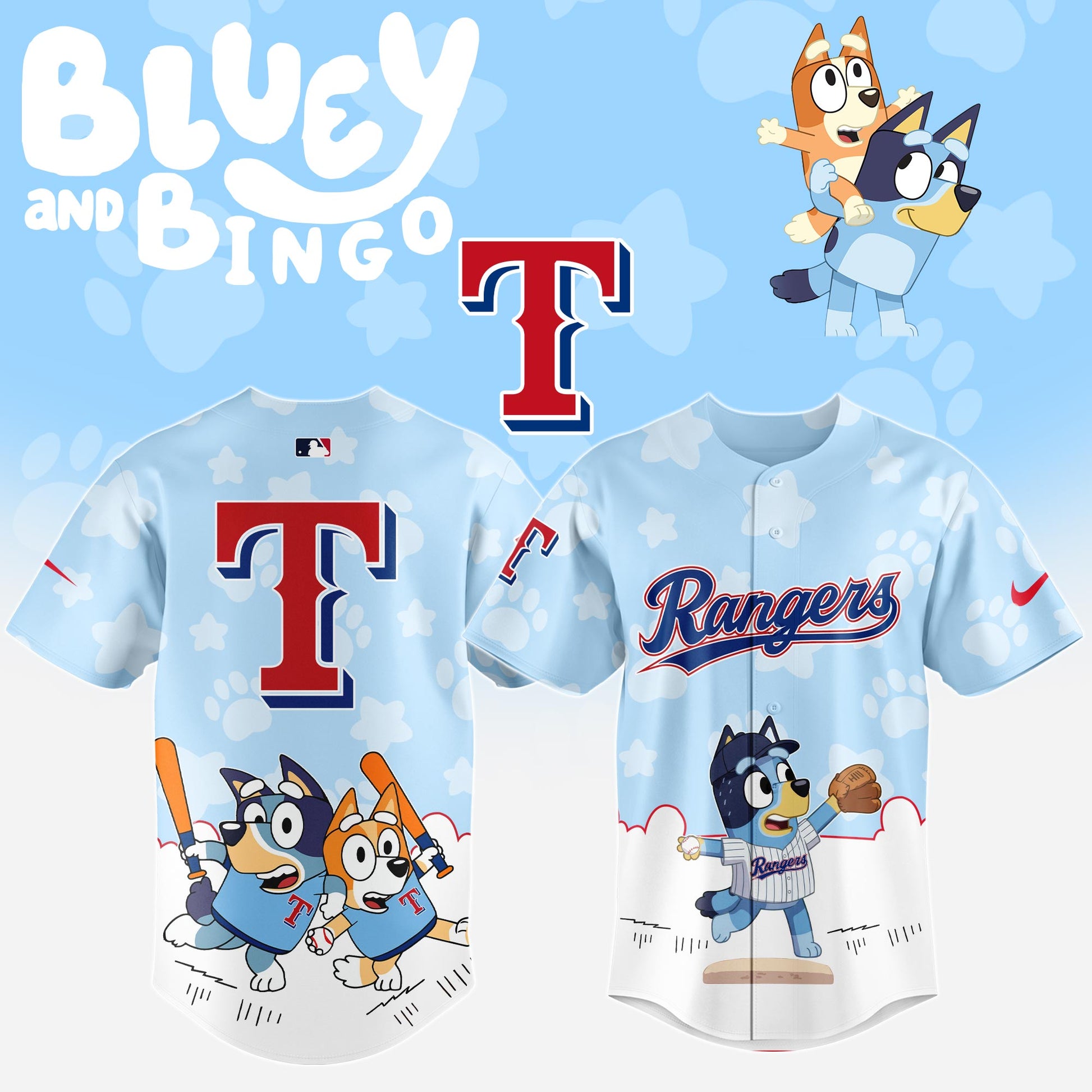 Texas Rangers x Bluey and Bingo Night Limited Edition Baseball Jersey 2025