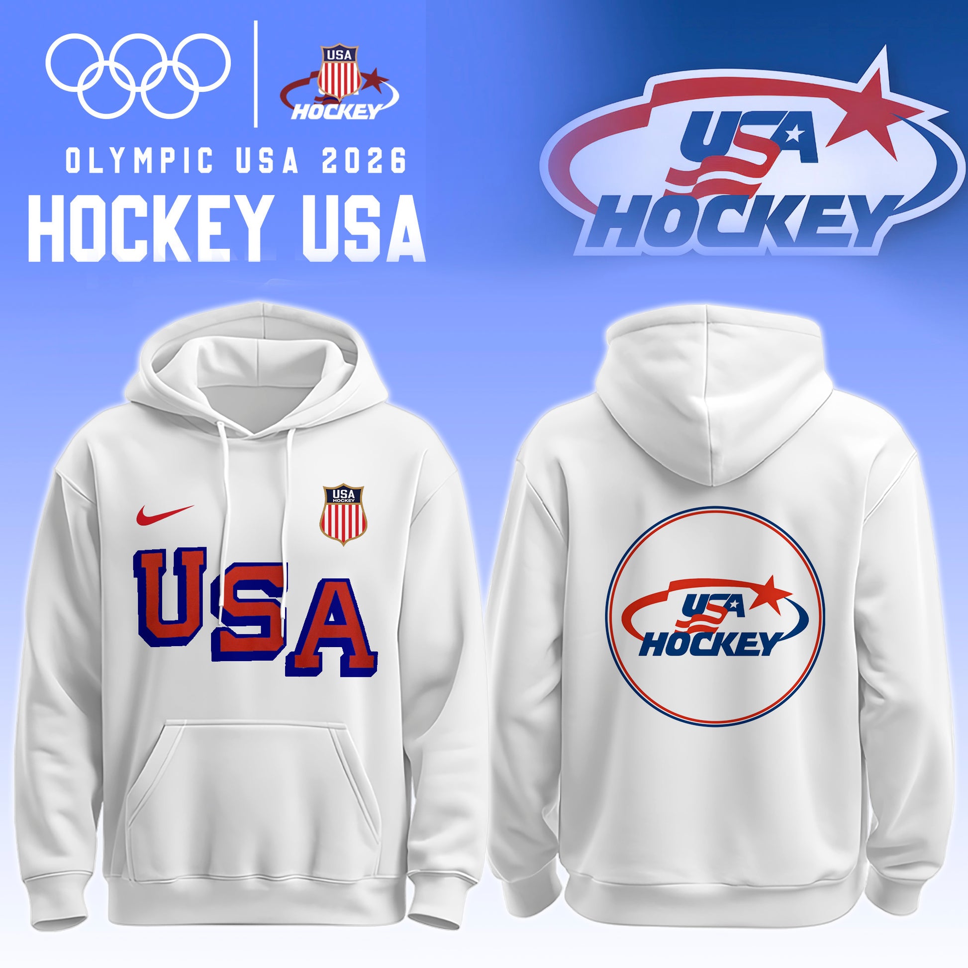 USA 2026 Olympic Hockey Hoodie Limited Edition White