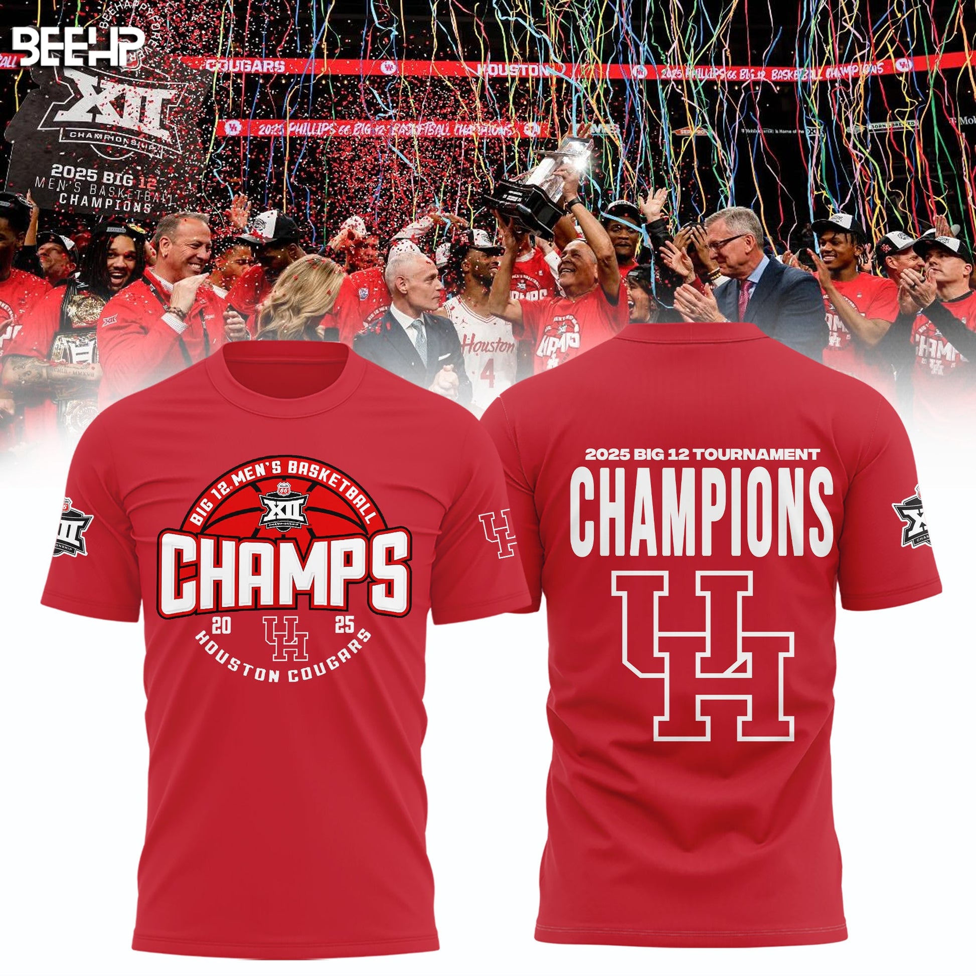 Houston Cougars T-Shirt 2025 Big 12 Men's Basketball Conference Tournament Champions Shirt