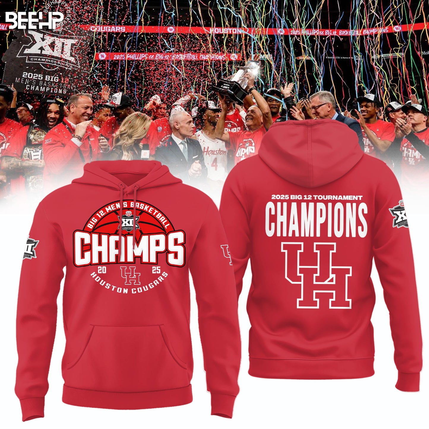 Houston Cougars Hoodie 2025 Big 12 Men's Basketball Conference Tournament Champions Shirt