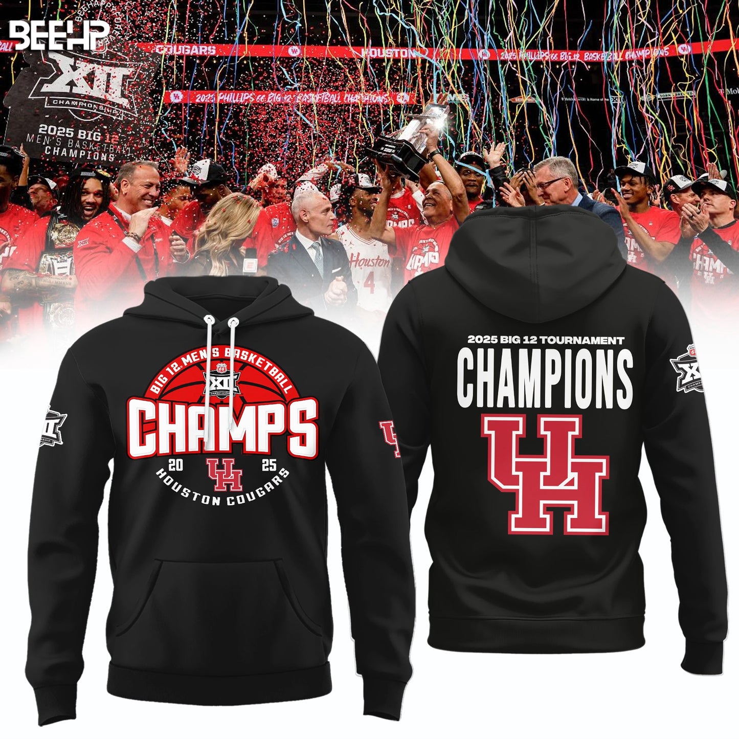 Houston Cougars Hoodie 2025 Big 12 Men's Basketball Conference Tournament Champions Shirt