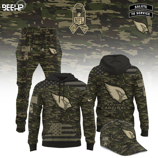 Arizona Cardinals Camo 2025 Salute to Service Hoodie, Jogger And Cap Combo