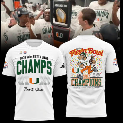 Miami Hurricanes College Football Playoff 2025 Fiesta Bowl Champions Combo T-Shirt - White