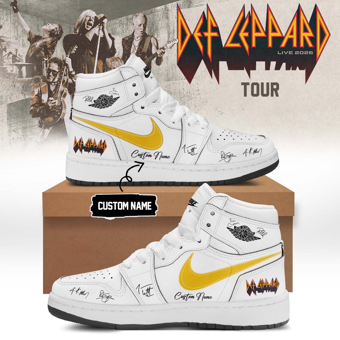 Def Leppard Live 2026 Limited Edition Signature Shoes 10 - Concert Sneakers