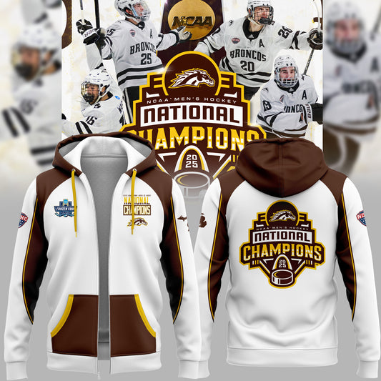 Western Michigan University Broncos Special New National Mens Hockey Champions Zip Hoodie