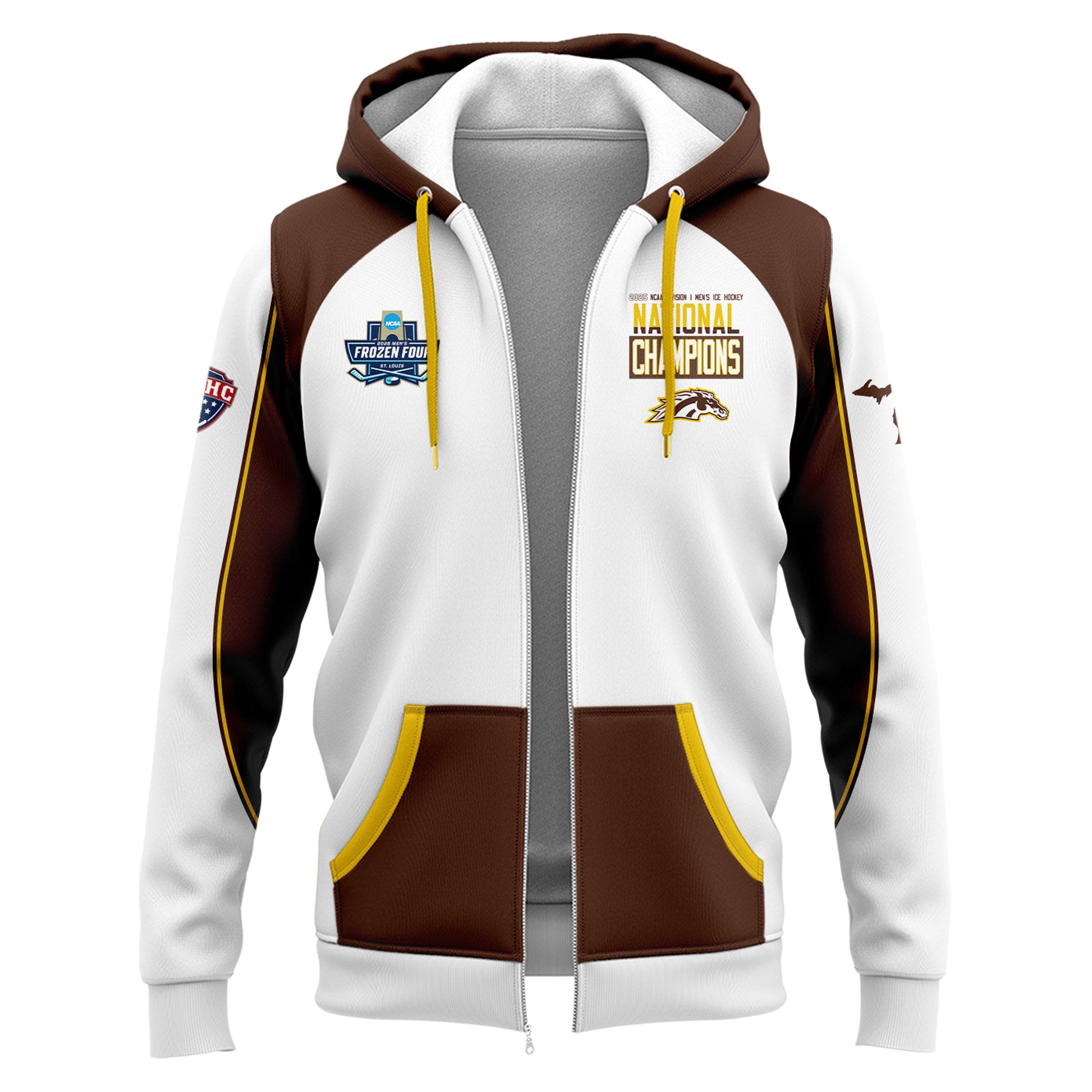 Western Michigan University Broncos Special New National Mens Hockey Champions Zip Hoodie