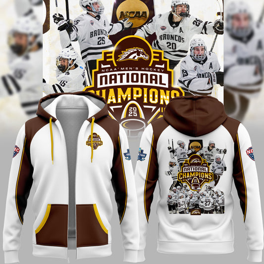 Western Michigan University Broncos Special New National Mens Hockey Champions Zip Hoodie