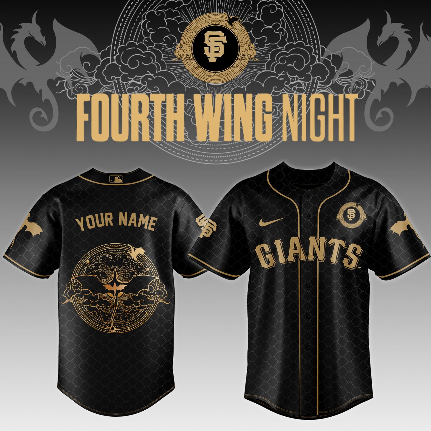 MLB ALL TEAMS x Fourth Wing Night Jersey (Custom Name) | ED50
