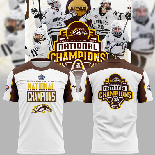 Western Michigan University Broncos Special New National Mens Hockey Champions T-Shirt