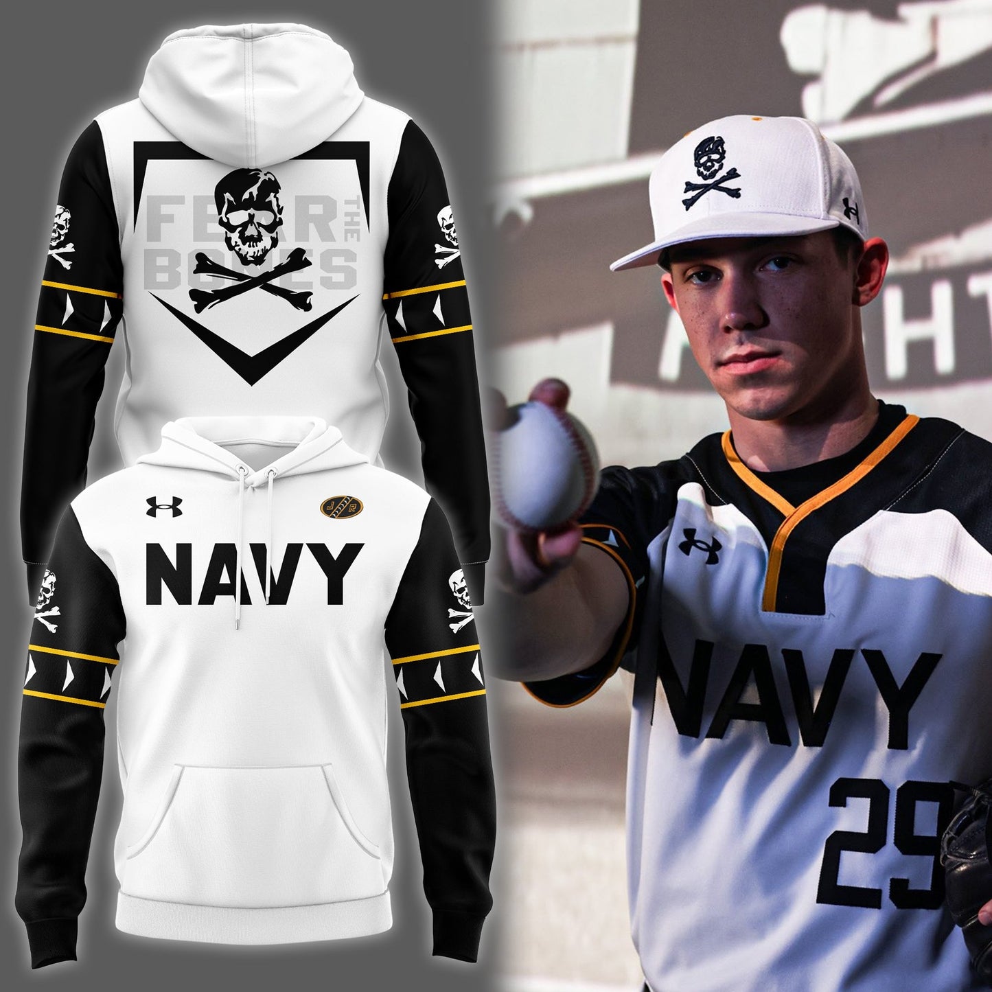 Special 2025 Jolly Rogers Navy Midshipmen Baseball Hoodie