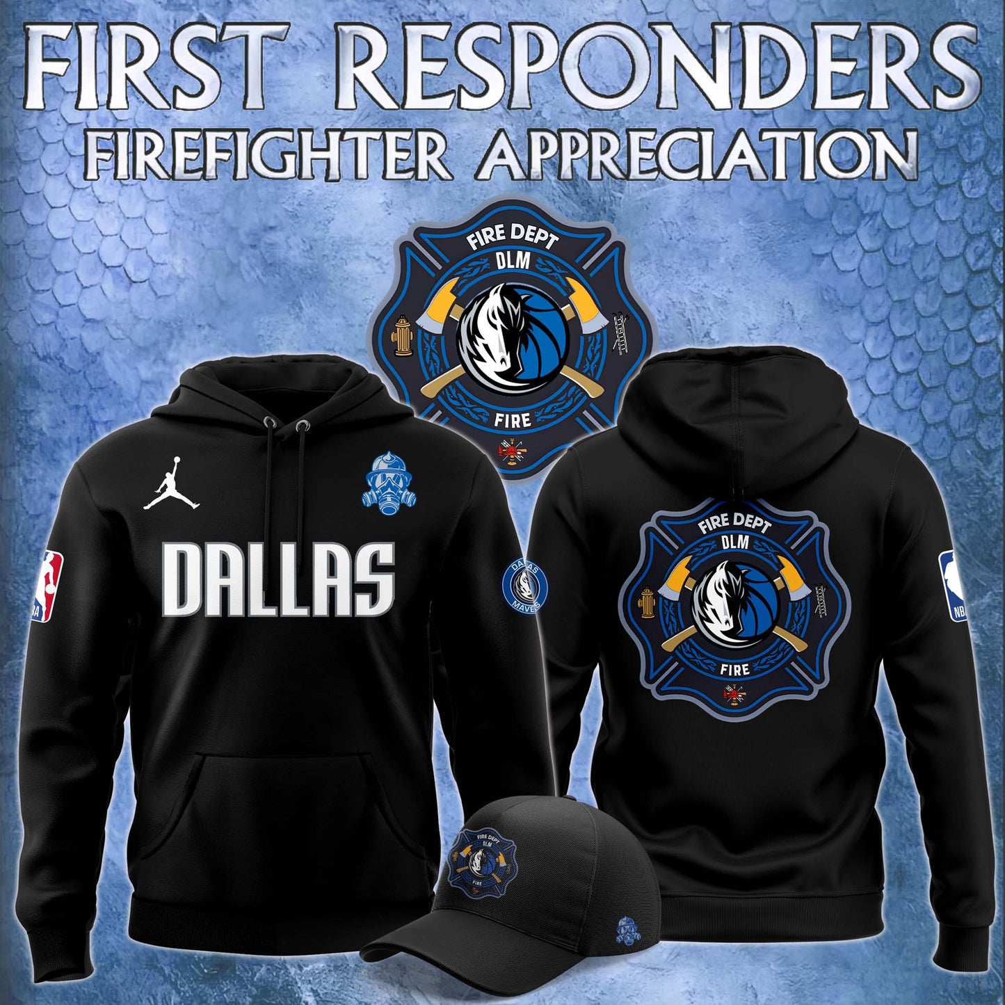 Dallas Mavericks Hoodie Firefighter Appreciation Night Premium Limited Pullover Hoodie