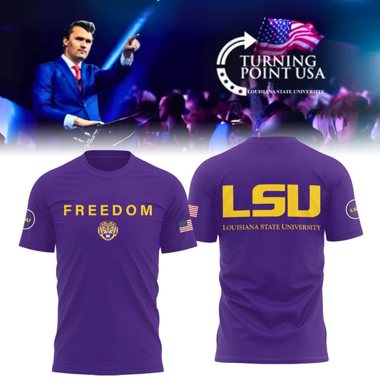 University x Turning Point USA Louisiana State T-Shirt - LSU Turning Point USA T-Shirt Freedom Purple