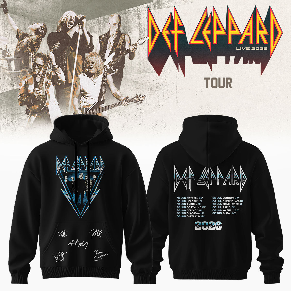 Def Leppard Live 2026 Limited Edition Signature Hoodie - Limited Edition Tour Merch