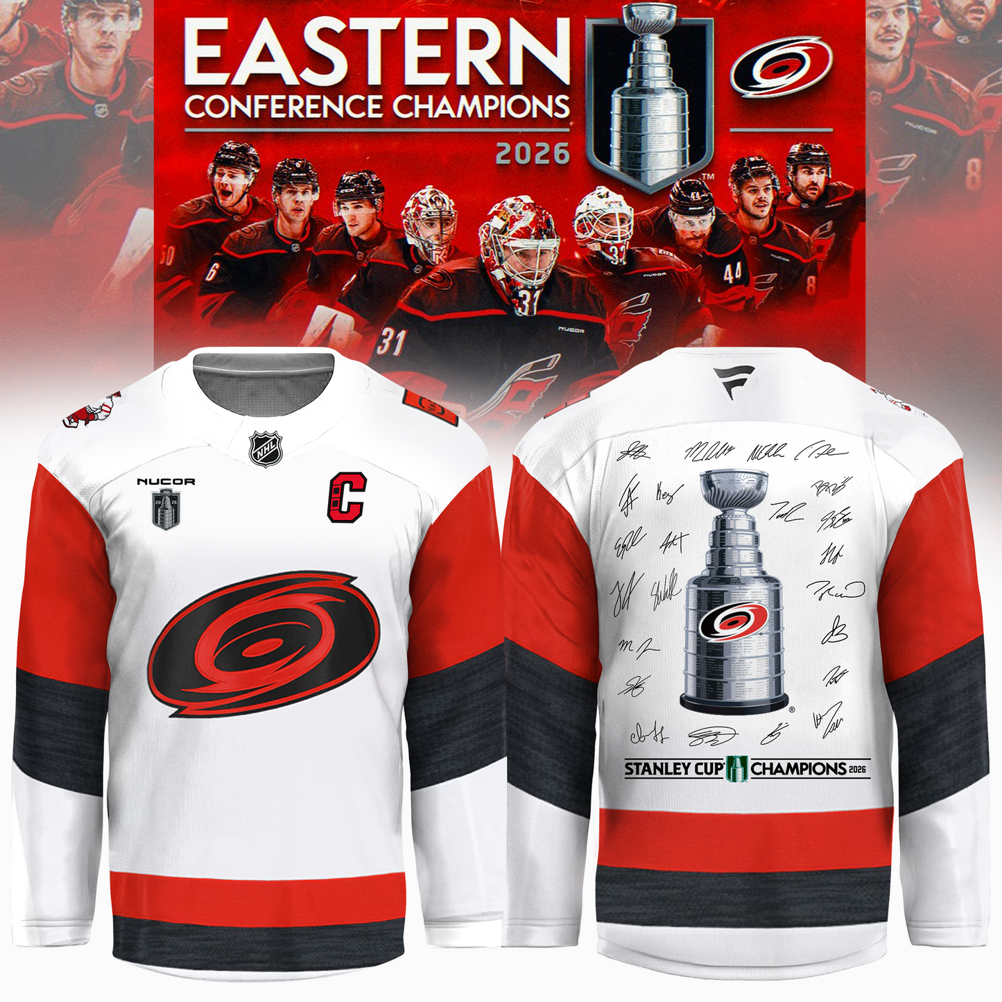 Carolina Hurricanes 2026 Stanley Cup Champions Hockey Jersey | AY98