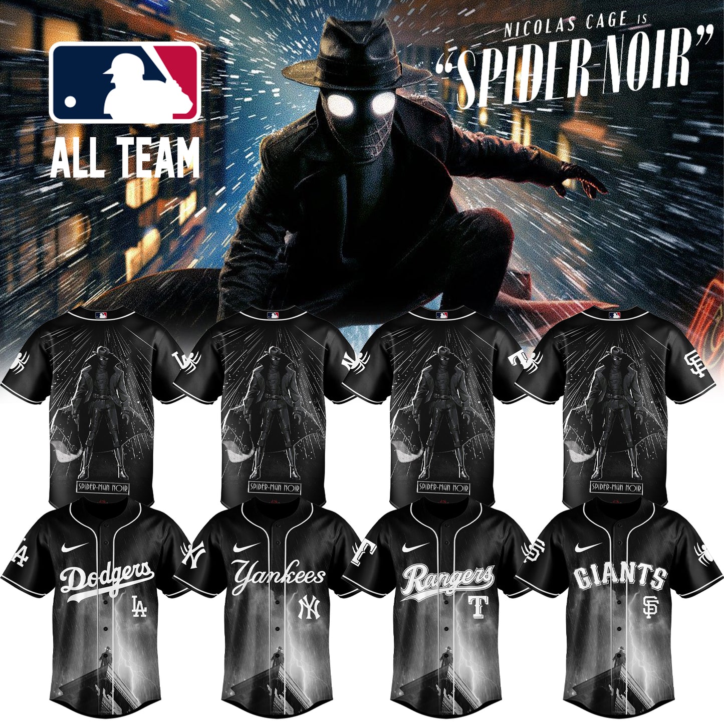 MLB ALL TEAM x Spider-Man Noir Limited Jersey | YO86