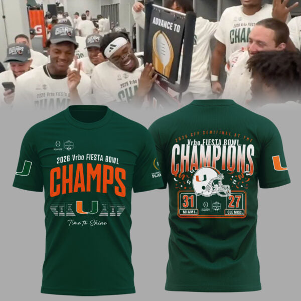 Miami Hurricanes College Football Playoff 2025 Fiesta Bowl Champions Combo T-Shirt - Green