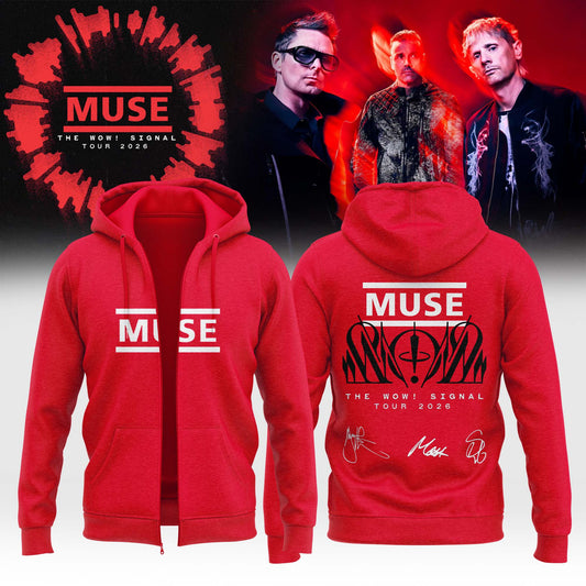Muse The Wow! Signal Tour 2026 Limited Edition Signature Zip Hoodie - Premium Concert Apparel