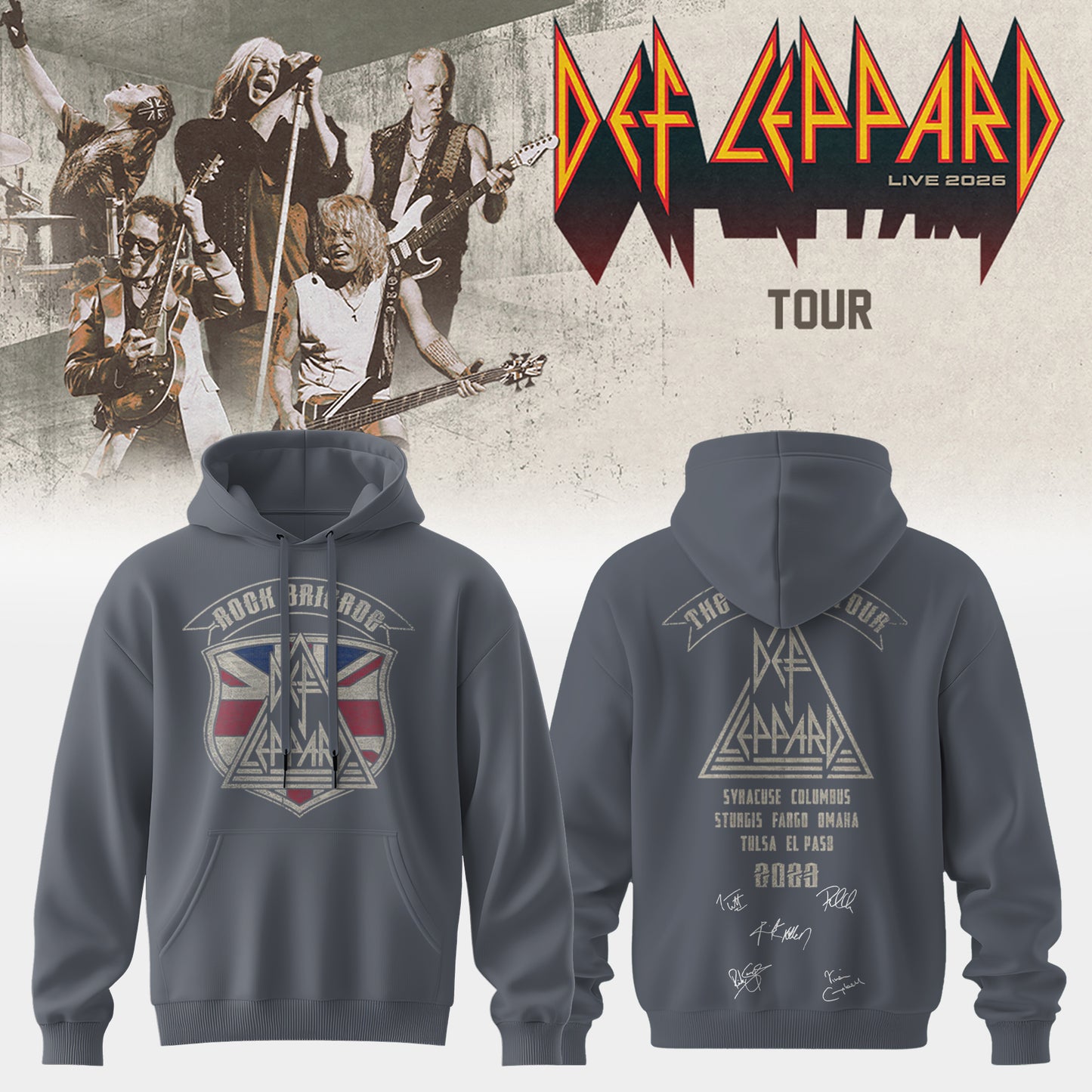Def Leppard Live 2026 Limited Edition Signature Hoodie - Fan Gift