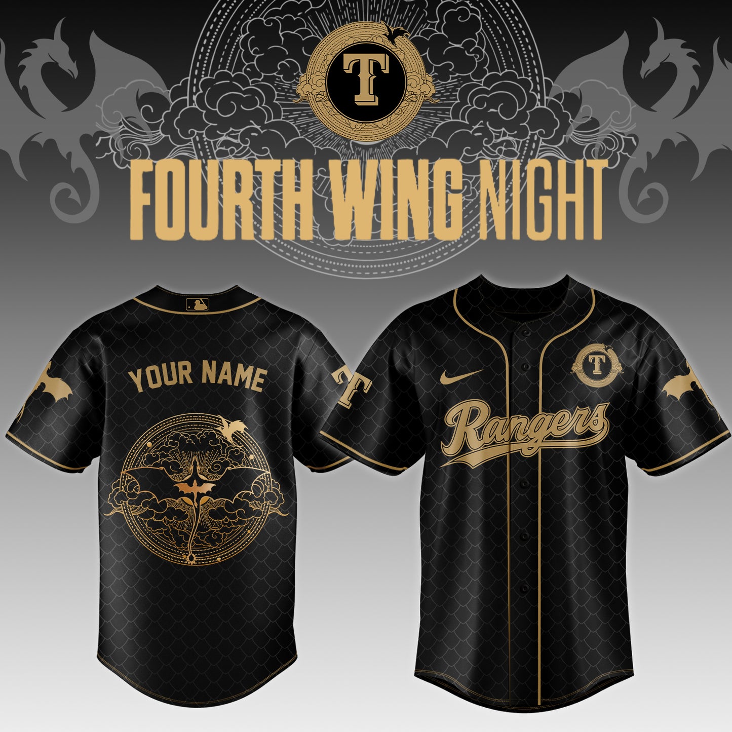 MLB ALL TEAMS x Fourth Wing Night Jersey (Custom Name) | ED50