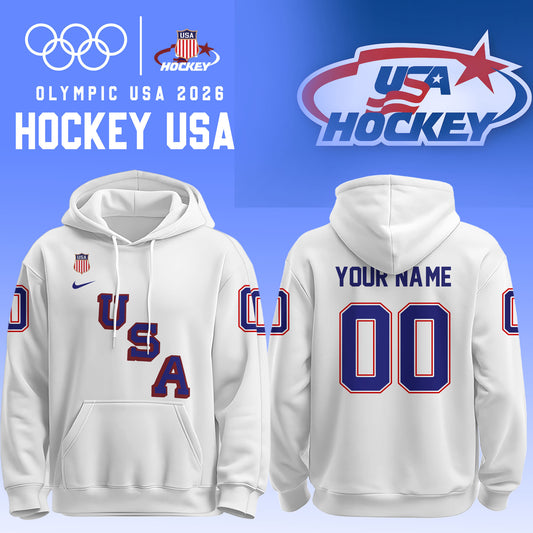 USA 2026 Olympic Hockey Hoodie Limited Edition White 1