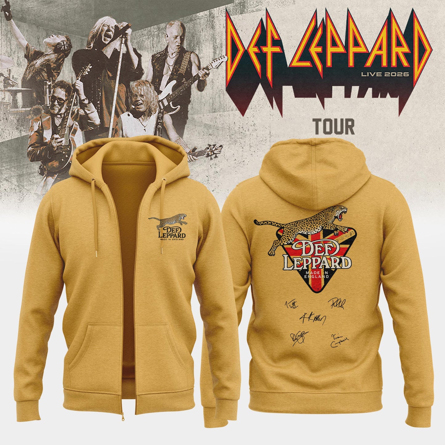 Def Leppard Live 2026 Limited Edition Signature Zip Hoodie - Limited Release