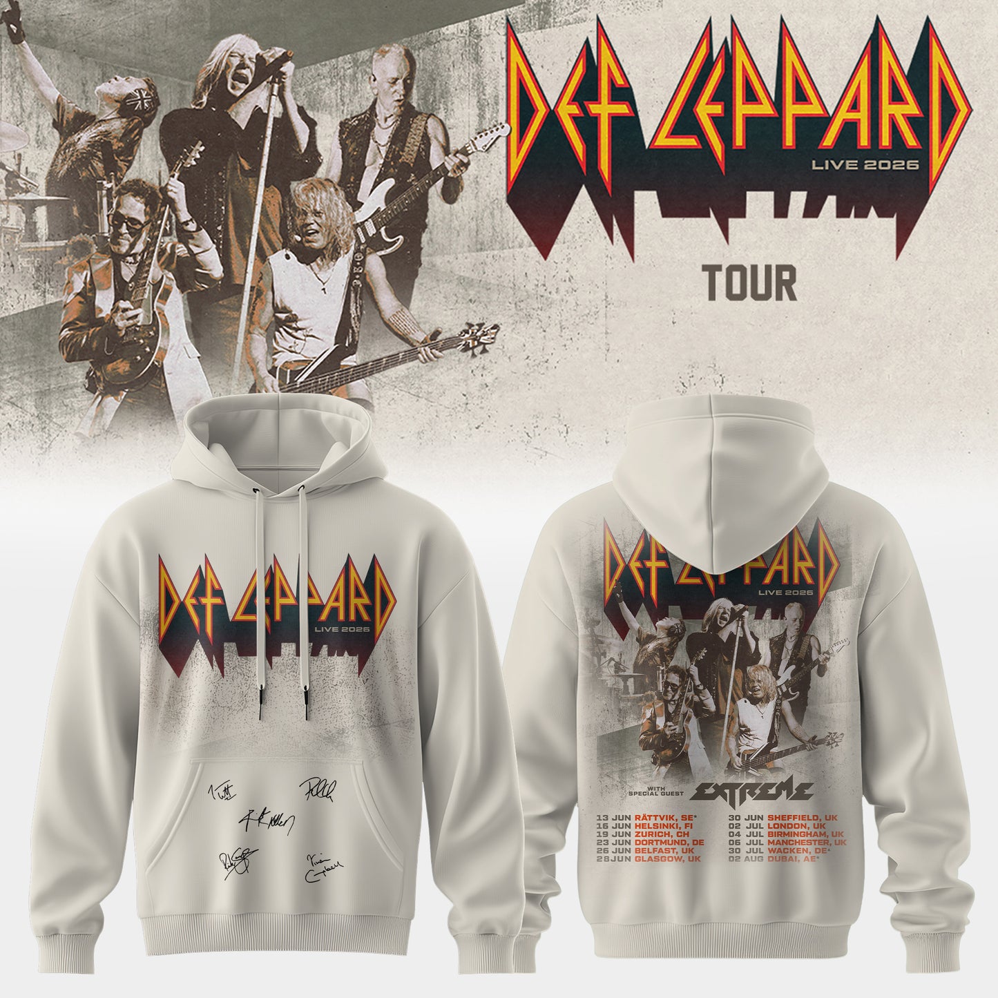 Def Leppard Live 2026 Limited Edition Signature Hoodie - Collector Merchandise