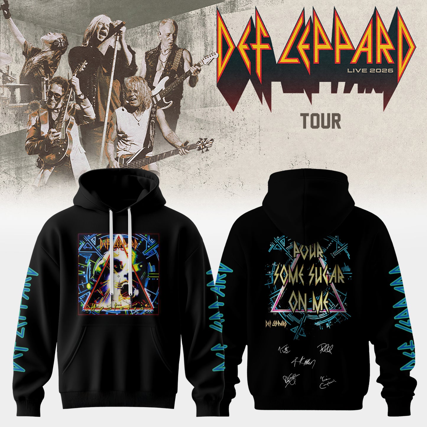 Def Leppard Live 2026 Limited Edition Signature Hoodie - World Tour Apparel