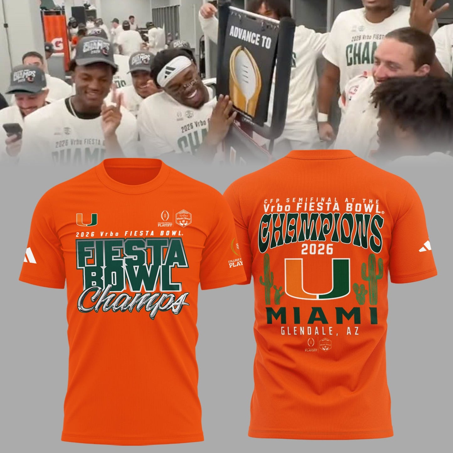 Miami Hurricanes College Football Playoff 2025 Fiesta Bowl Champions Combo T-Shirt - Orange