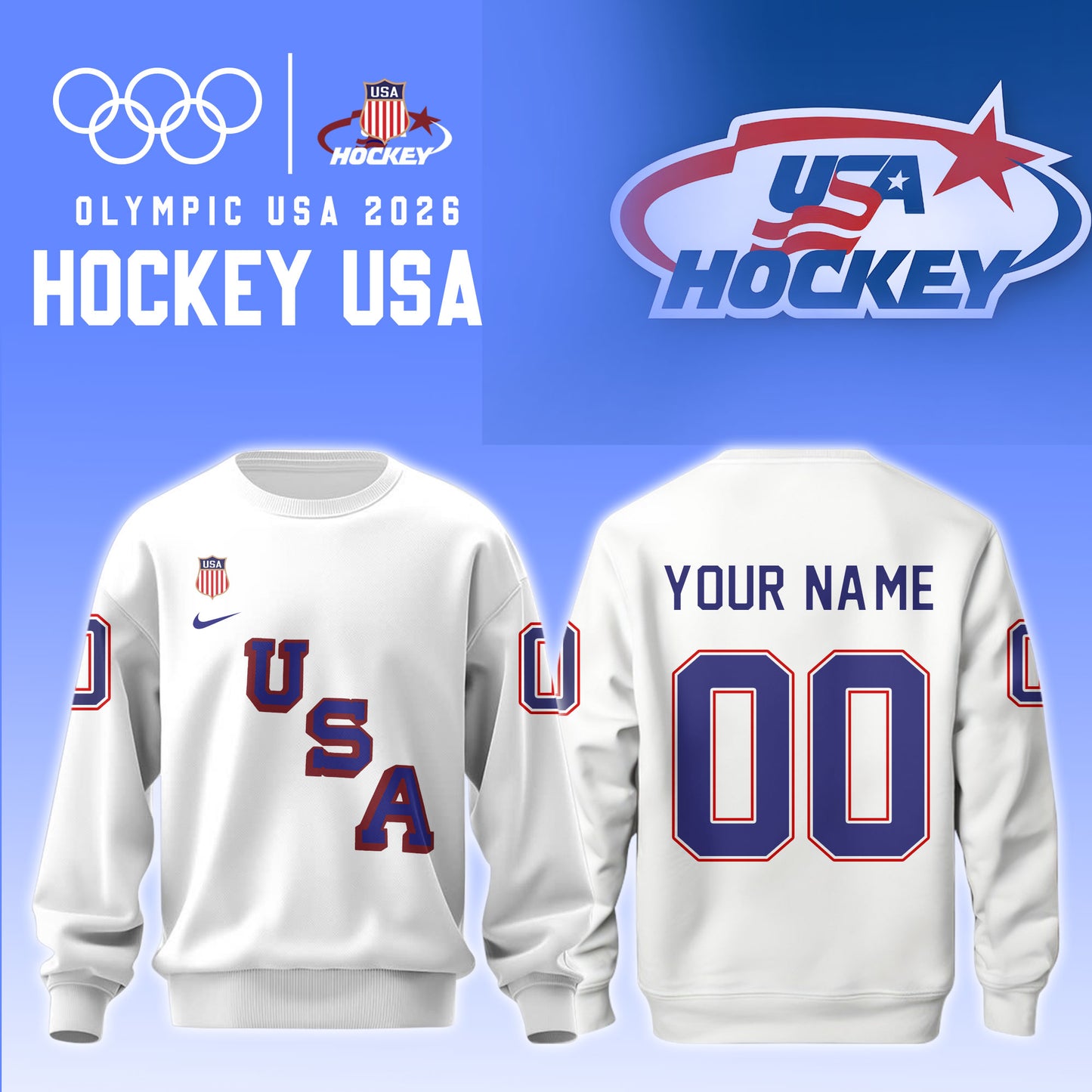 USA 2026 Olympic Hockey Sweatshirt Limited Edition White 1