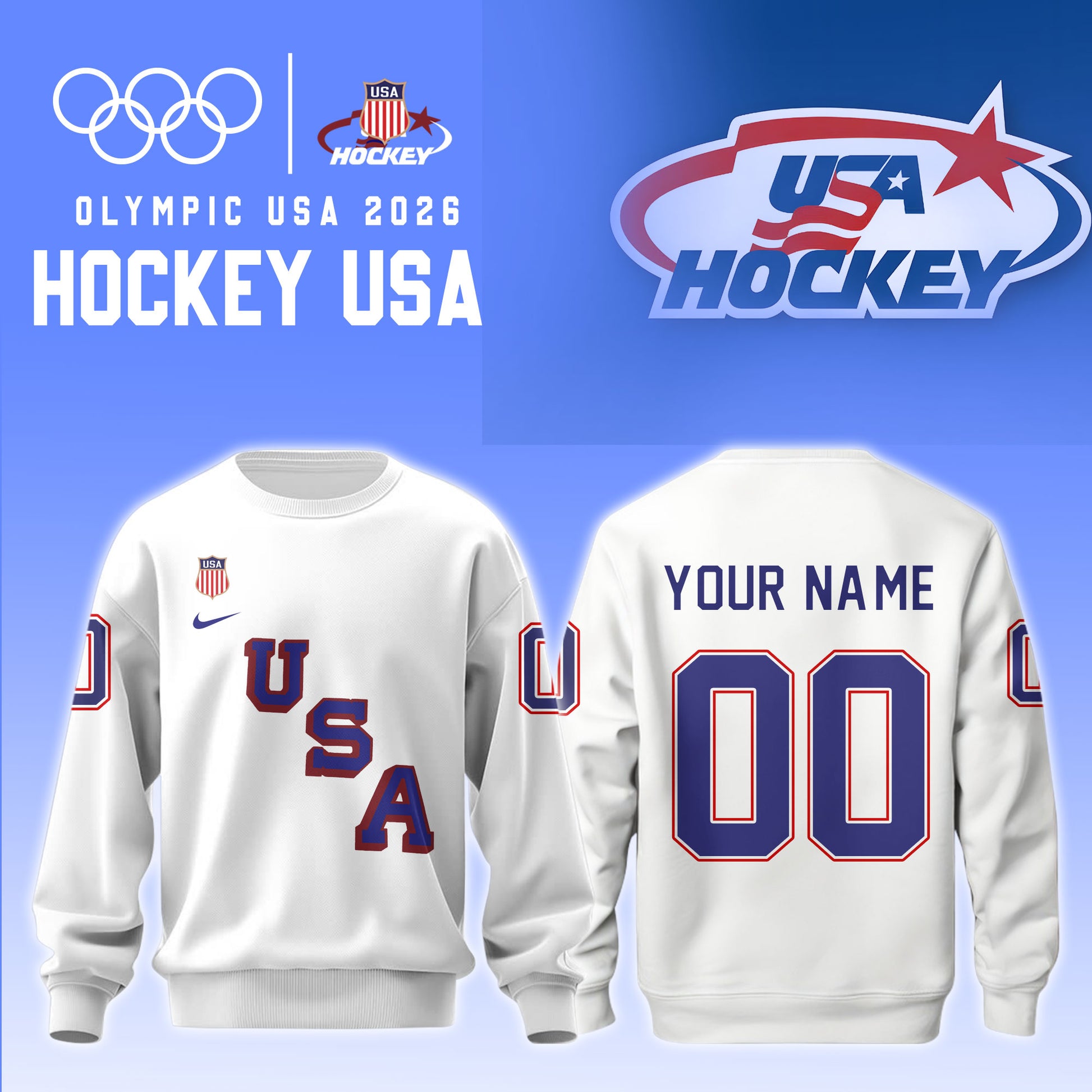 USA 2026 Olympic Hockey Sweatshirt Limited Edition White 1