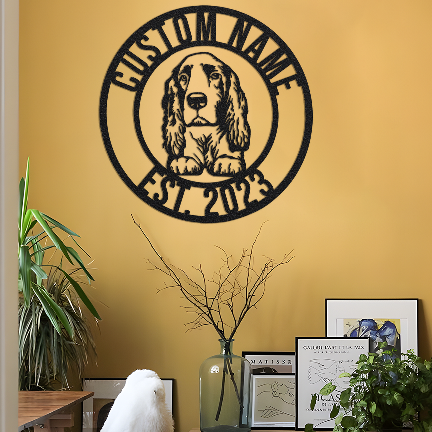 Custom Field Spaniel Dog Metal Sign with Led Light, Field Spaniel Decor, Dog Metal Wall Art, Dog Owner Gift, Dog Welcome Sign, Dog Name Sign