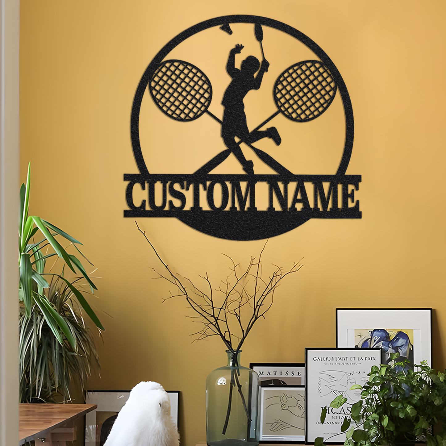 Custom Badminton Metal Wall Art with Led Light, Badminton Coach Gift, Badminton Player Name Sign, Badminton Racket, Boys Room Decor Sports