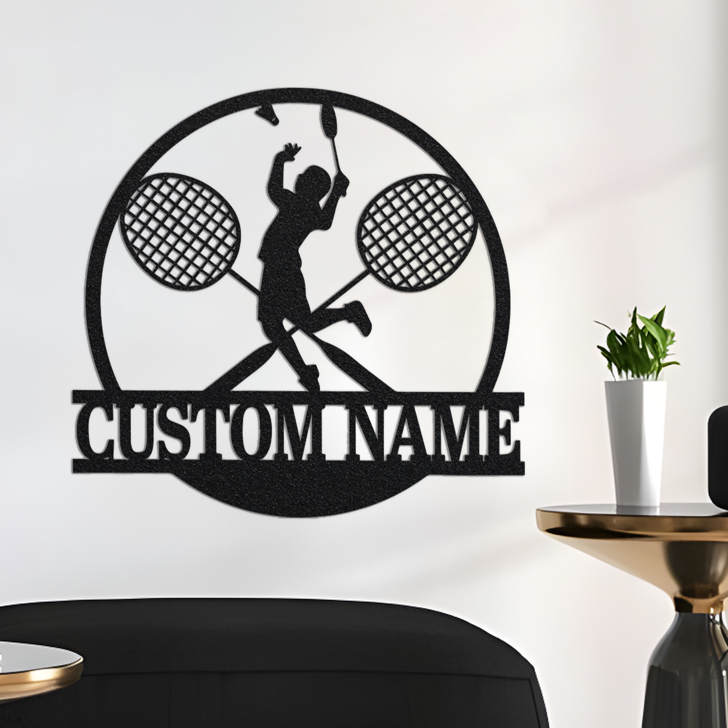 Custom Badminton Metal Wall Art with Led Light, Badminton Coach Gift, Badminton Player Name Sign, Badminton Racket, Boys Room Decor Sports